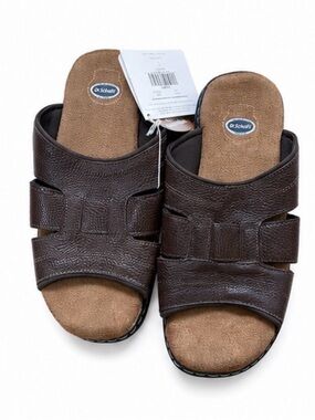 Dr. Scholl's Genuine Leather Comfort Slide Sandals Men Size 8 NWT